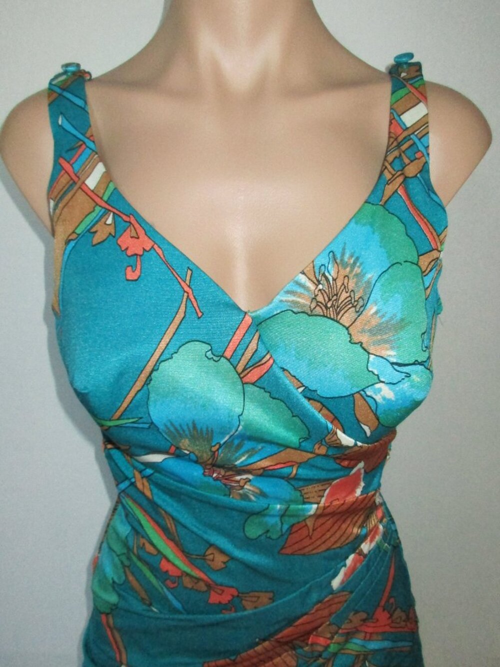 Vintage 60's Perfection Fit by Roxanne Button Strap 1-Pc Swimsuit Size 16/38 B